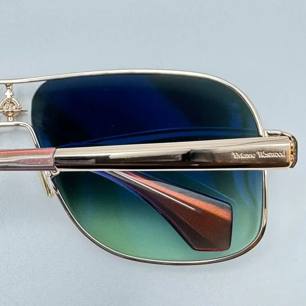 Vivienne Westwood Sunglasses Keith VW5101 400 Gold Aviator Green Gradient Lens